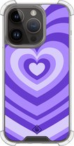 Casimoda® hoesje - Geschikt voor iPhone 13 Pro - Hart Swirl Paars - Shockproof case - Extra sterk - TPU/polycarbonaat - Paars, Transparant