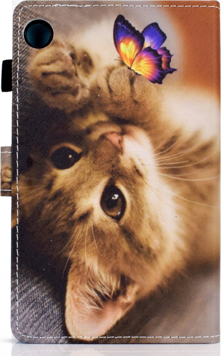 Bescherm-Etui Hoes Map geschikt voor Samsung Galaxy Tab A11 PLUS - A9 PLUS - 11"- Kitten - Vlinder