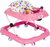Bogi baby walker - Luxe loopstoel - Verstelbaar in 3 standen - Zitje extra hoog extra veilig - Met 3 speelfuncties - 10 wielen - Roze