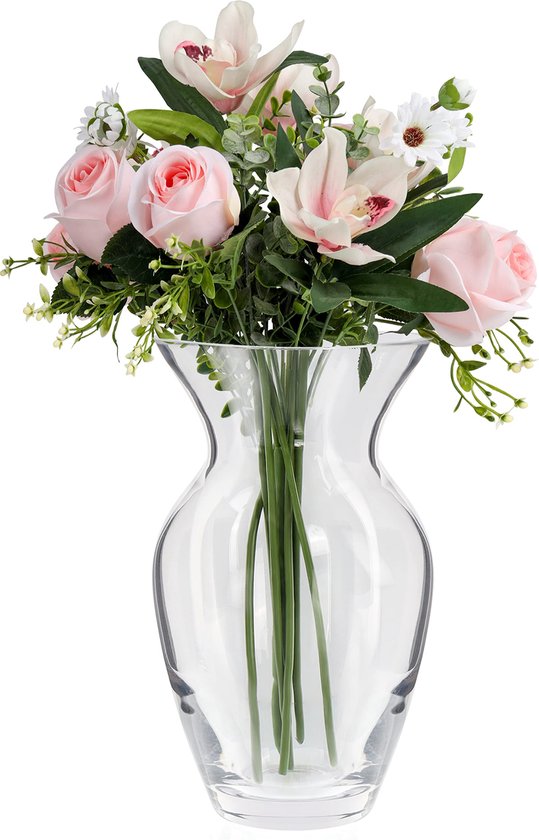 Belle Vous Petit vase en verre cristal clair - Vase de 18 cm de haut - Vase en Verres cylindre vase à fleurs moderne et décoratif - pour la maison, mariage, cadeau, bureau et décoration de bureau