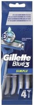 Gillette - Blue 3 - Simpele Wegwerpscheermessen - 4 stuks