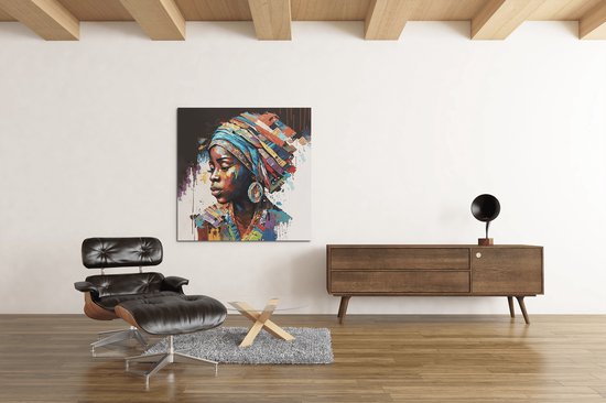Canvas Schilderij - Afrikaanse Vrouw - Portret - Wall Art