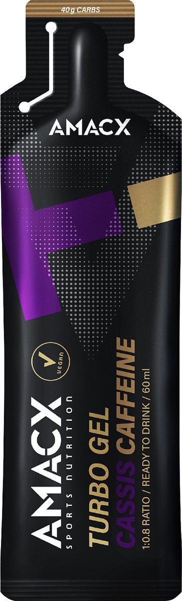 Amacx Turbo Gel - Sportgel - Energy Gel - Energiegel - Cassis met Caffeine - 12 pack — afbeelding 2