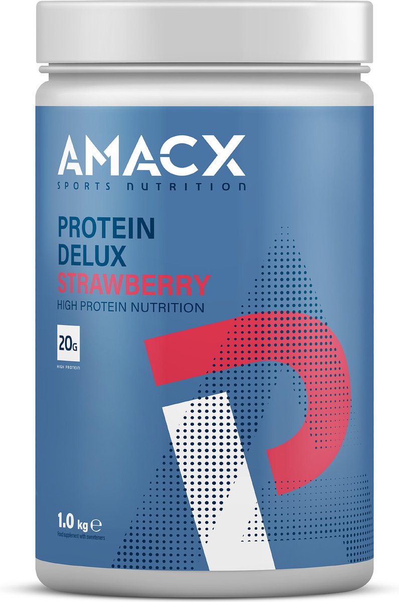 Amacx Protein Delux - Whey Protein - Proteine Poeder - Hersteldrank - Strawberry - 1000 gram