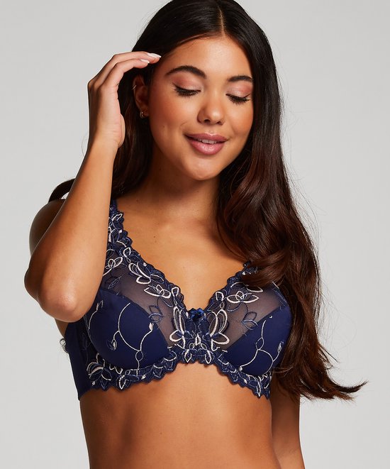 Hunkemöller Marine niet voorgevormde bh Dames wit - Maat D95