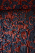 Jacquard donkerblauw en bordeaux met barok bloemenprint en crinkle effect 1 meter - modestoffen voor naaien - stoffen Stoffenboetiek