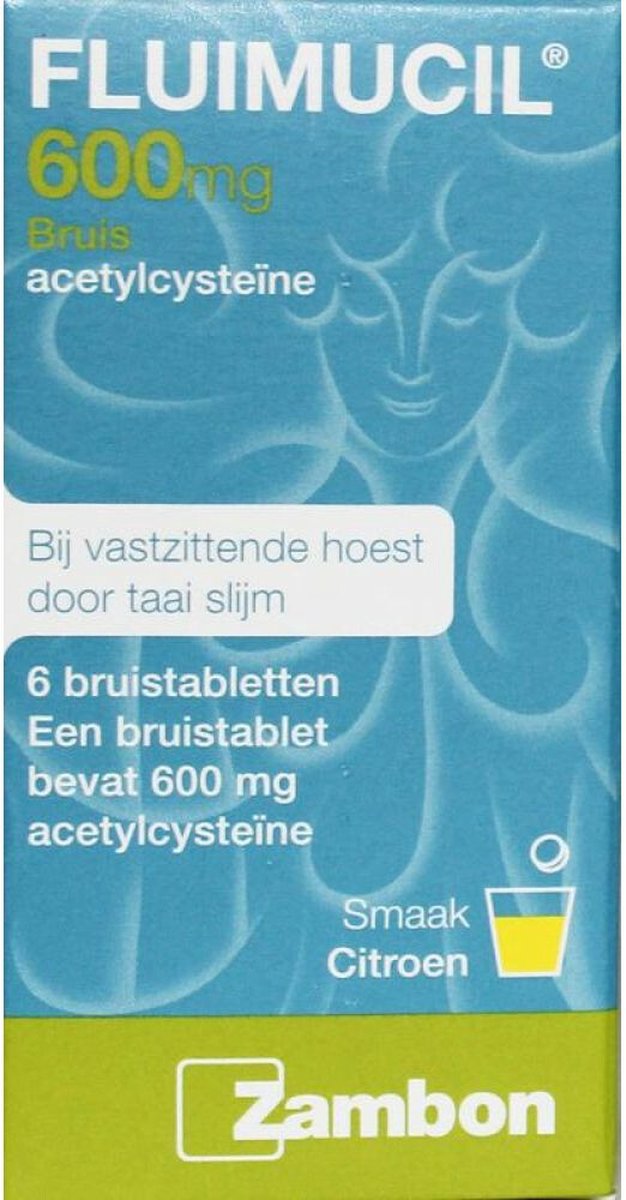 Goedkoopste Fluimucil Hoest 600mg - 1 x 6 bruistabletten