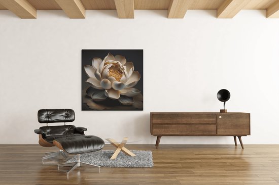 Canvas Schilderij - Bloemen - Botanische - Lotus -Wanddecoratie - 40x40x2 cm