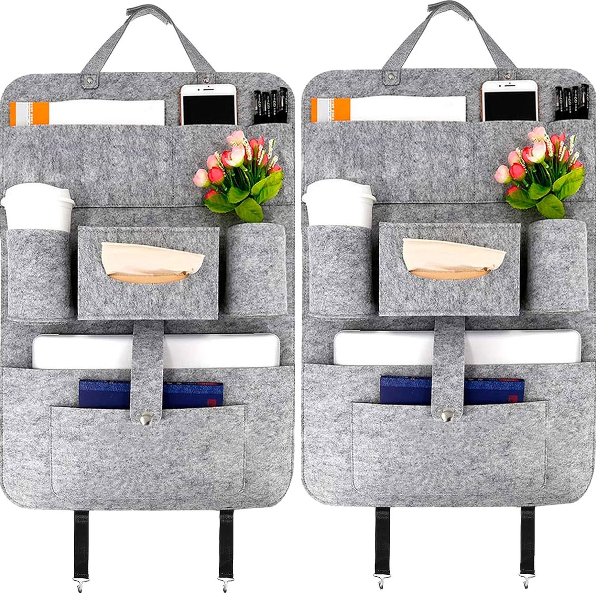 Image of 2 stuks autostoel organizer auto vilt organizer sticker auto achterbank tas opbergtas auto-organizer auto voor gadget camping accessoires
