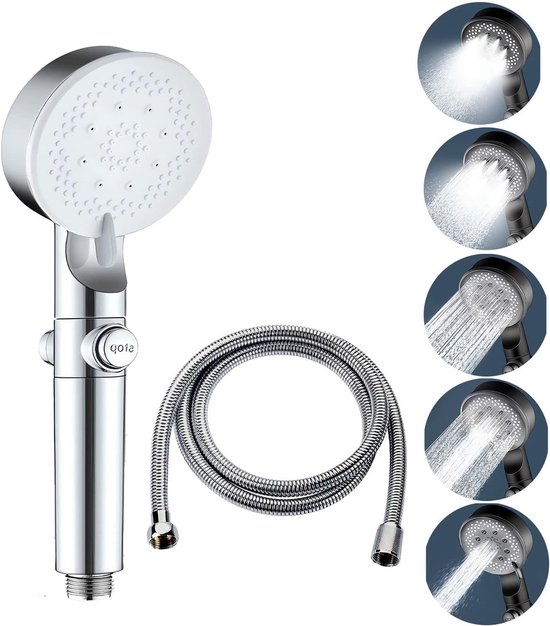 Douchekop waterbesparend met slang 1,5 m, douchekop waterbesparend, 5