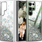 Hoes voor mobiele telefoon voor Samsung Galaxy S23 Ultra, glitterhoes, TPU, slank, bumper, krasbestendig, transparant, siliconen, originele beschermhoes, stootvast, modieus, creatief telefoonhoesje, vloeibaar hoesje