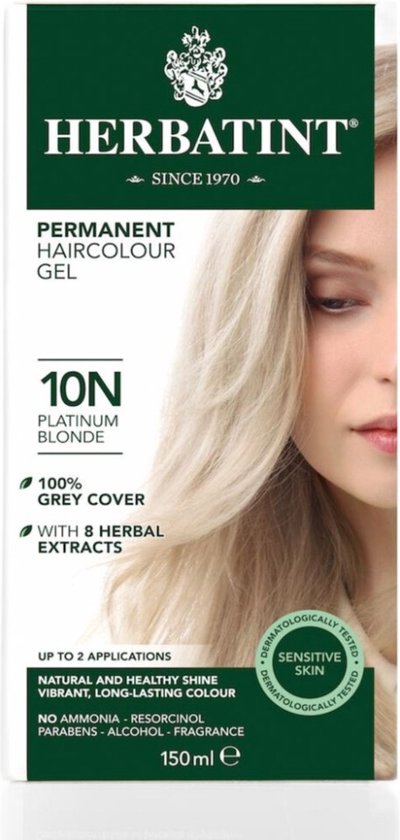 Foto: Herbatint 10n platina blond haarverf permanente vegan haarkleuring 8 plantenextracten 150 ml