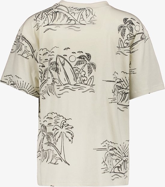 Unsigned jongens T-shirt beige met palmbomen - Maat 158/164