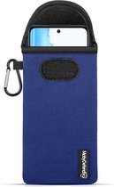 Hoesje voor Oppo A79 - MobyDefend Neopreen Pouch Met Karabijnhaak - Insteekhoesje - Riemlus Hoesje - Blauw - GSM Hoesje - Telefoonhoesje Geschikt Voor -