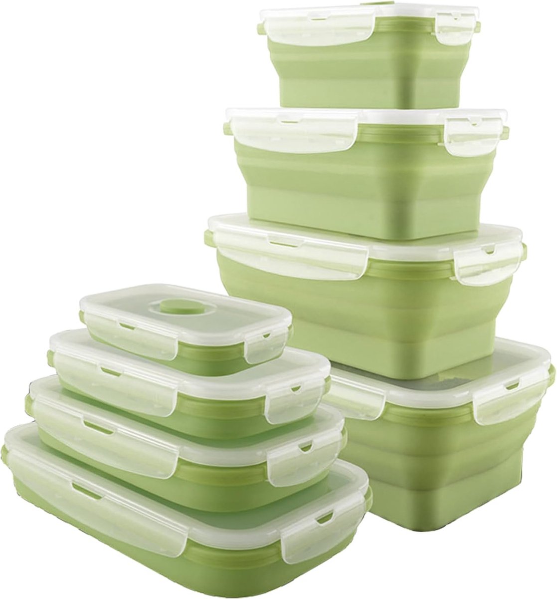 Opvouwbare lunchbox, 4 stuks, voedselopslagcontainers met deksel, opvouwbare kom, siliconen voedselopslagcontainer voor kamperen, werk, koelkasten, magnetrons