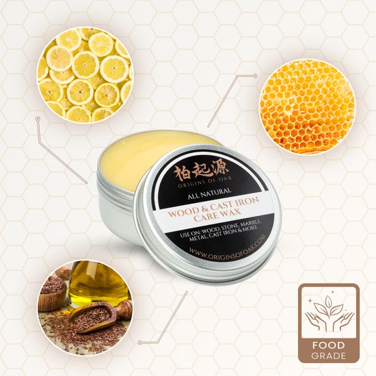 Origins of Oak™ - Cire d'abeille pour l'entretien des planches à découper et de la fonte - 50ml