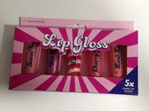 By Max & More Lip Gloss 5x Gloss à lèvres brillant avec paillettes.