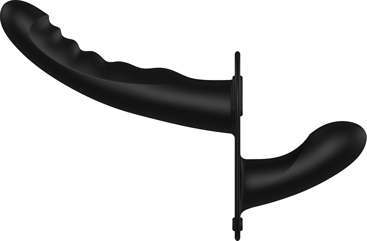 Silicone Ribbed Strap-On Adjustable - Black