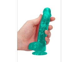 Shots - RealRock Realistische Dildo met Ballen - 15 cm turquoise
