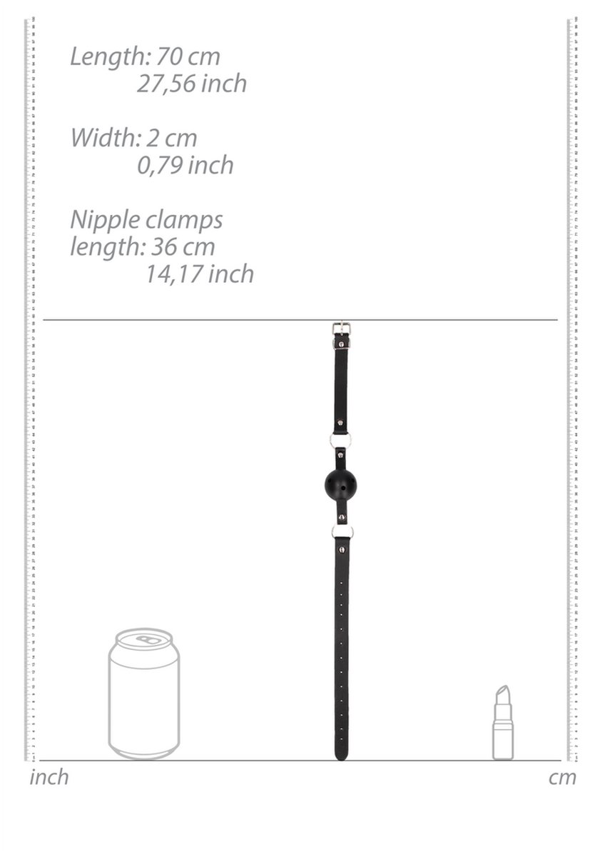 Goedkoopste Ball Gag met Tepelklemmen – Zwart