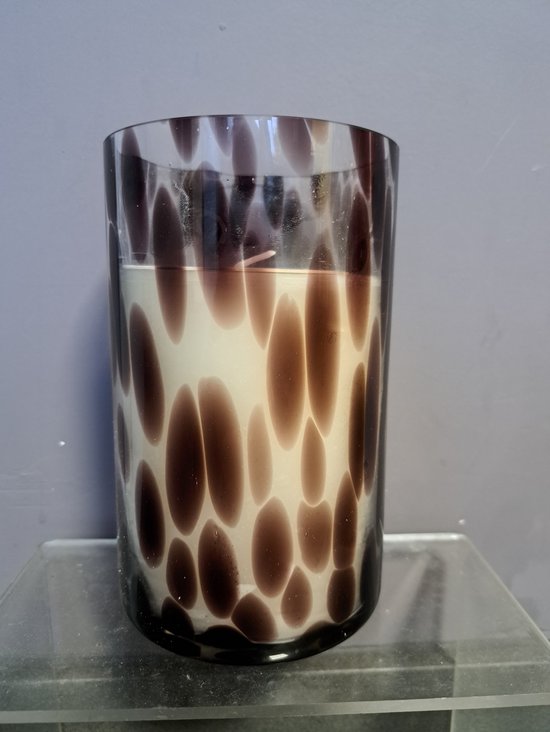 geurkaars met luipaardprint -65 u brandtijd - geur vijg - trendy - leuk geschenk