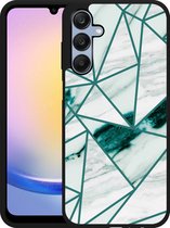 Cazy Hardcase Hoesje geschikt voor Samsung Galaxy A25 Polygon Marmer Groen