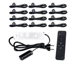 TrueLED Compact Gray - Inbouw LED Spot Dimbaar voor Overkapping - IP65 Verlichting voor Veranda - Complete set van 12 LED Spots