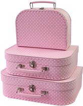 Simply 3 koffers Polkadot roze 36966