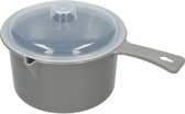 Magnetron Steelpan met deksel – Grijs – Kunststof - 21.5 x 15.2 x 10.5 cm – Vershoudbakje – Noodle bakje – Snackbakje