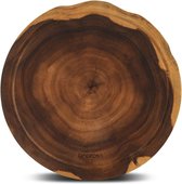 Ronde snijplank, acaciahout, verkrijgbaar als houten plank, snijplank, keukenplank, ontbijtplankje met sapkanaal, antislip, snijbestendig, antibacterieel, keuken, diameter 30,4 cm