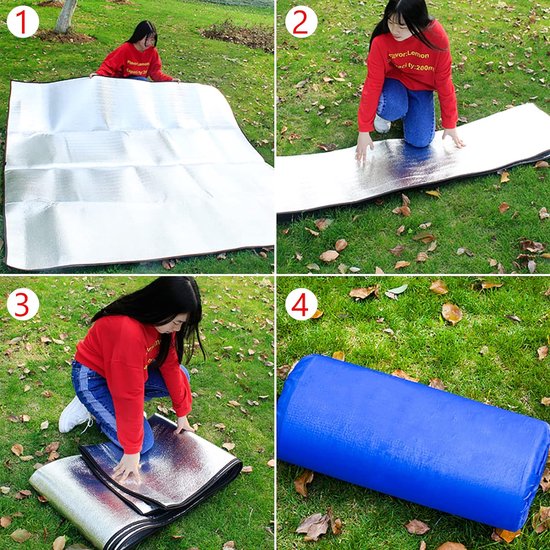 Aluminium isolatiemat, 2 x 2 m, waterdicht, opvouwbare thermomat, isolatiemat, warmte-isolatie voor picknick, camping
