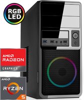 Compacte Game PC met Ryzen 5 - Vega 7 - 16GB RAM - 500GB M.2 SSD - RGB - WiFi - Bluetooth - Windows 11 Pro (GM-375439)