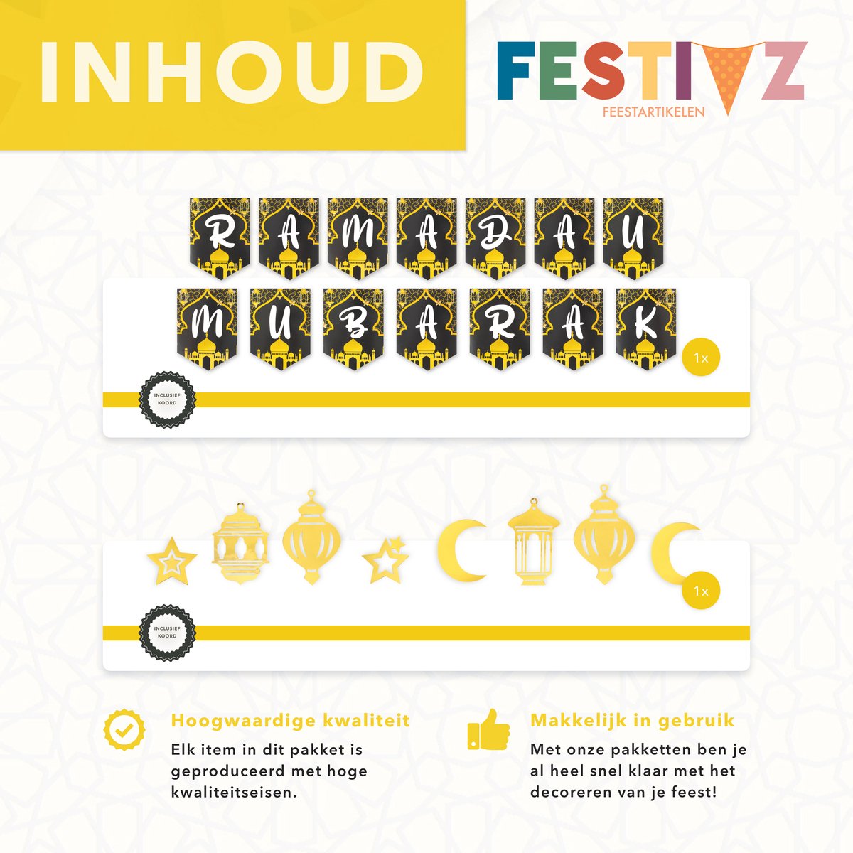 Ramadan Kareem slinger, banner, decoratie, goud, Eid Mubarak-feest, hangende decoratie voor ramadan Kareem moslim festival Ramadan Kareem slinger, banner, decoratie, goud, Eid Mubarak-feest, hangende decoratie voor ramadan Kareem moslim festival