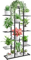 Bloemenstandaard, metaal met 10 niveaus, plantenstandaard, plantenrek, bloemenrek, voor binnen en buiten, bloementrap, binnen, bloemenplant, staande plank voor tuin, balkon, woonkamer