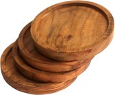 Onderzetters van hout voor dranken, natuurlijk acaciahout, set voor drinkglazen, tafelbescherming voor elk tafeltype, 4 stuks