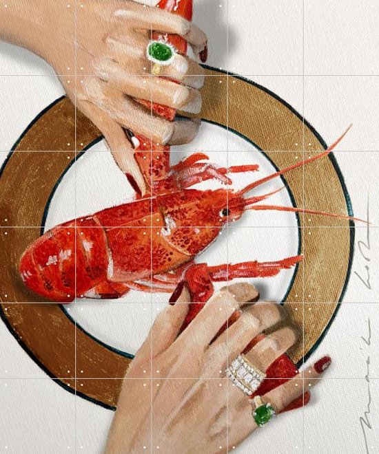 IXXI The Lazy Lobster - Wanddecoratie - Eten en Drinken - 100 x 120 cm