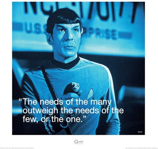 Kunstdruk Star Trek - Spock iQuote 40x40cm