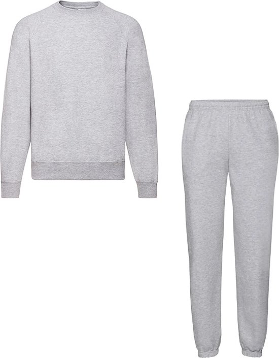 Fruit of the Loom Klassiek Joggingpak 2-delig Sweatshirt & Sweatpant Dames Heren Katoen Fleece Huispak Unisex Grijs XL