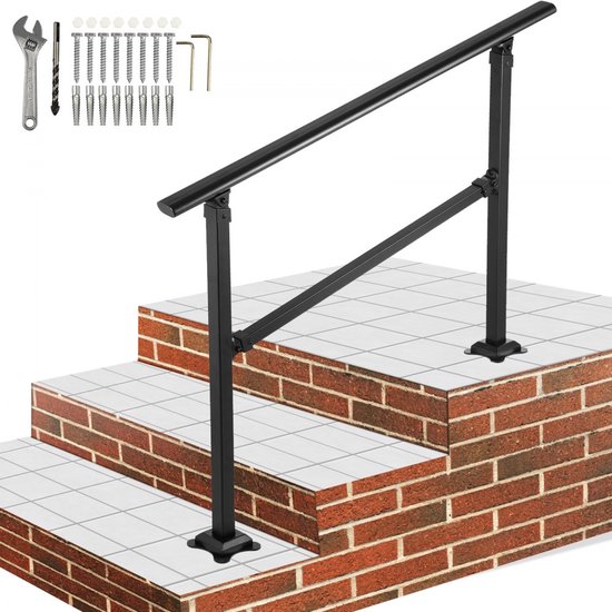 Moderne trapleuning leuning voor treden, smeedijzeren L-vormige railbeugels Wandmontage Trappen Leuningen 30cm 60cm 90cm 1m 1,5m Trapleuning, Zwart ( Size : 1.3ft/40cm