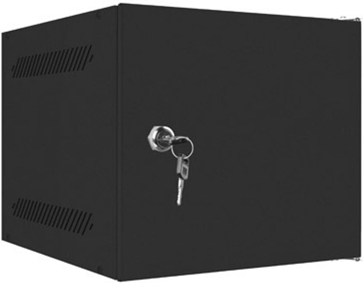 Image of Lanberg 10 Inch Wandkast 6U FlatPack Zwart RAL9004 met Metalen Deur