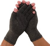 Medidu Artrose Handschoenen - Reuma Handschoenen met Antisliplaag - Artitis Handschoenen met Open Vingertoppen - Per Paar - Beige - XL