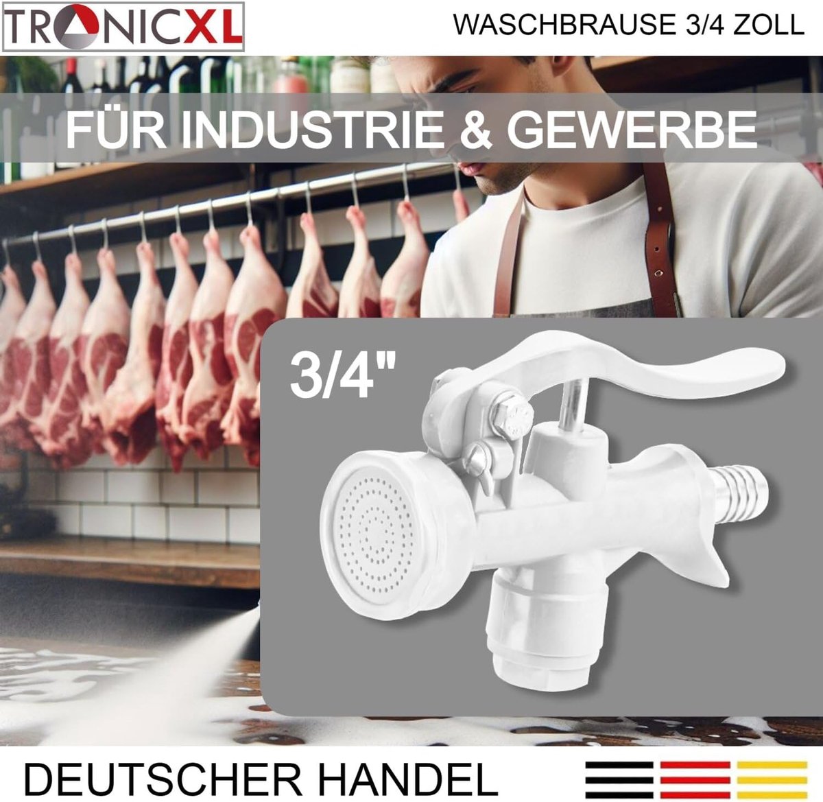 TronicXL Gastro wasdouche – spaardouche - 3/4 inch 19 mm reinigingspistool - speciaal opzetstuk voor de evenement - keuken - gastronomie - restaurants - cafés - en meer