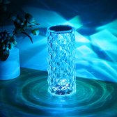 AG Commerce Crystal Lamp - Tafellamp - Nachtlampje - Tafellamp Slaapkamer - Kristal Lamp - Slaapkamer Verlichting - Night Lamp - 16 Kleuren Tafellamp - Diamond Rose Lamp