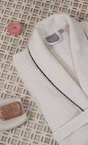 Betully ® - Unisex Wafelbadjas - Badjas van 100% Turks katoen - Wit - Wafelbadjas voor dames en heren - Kleine/middelgrote maat - Kamerjas - Sjaalkraag - Badjas voor dames - Badjas voor heren - Maat S / M - Wit