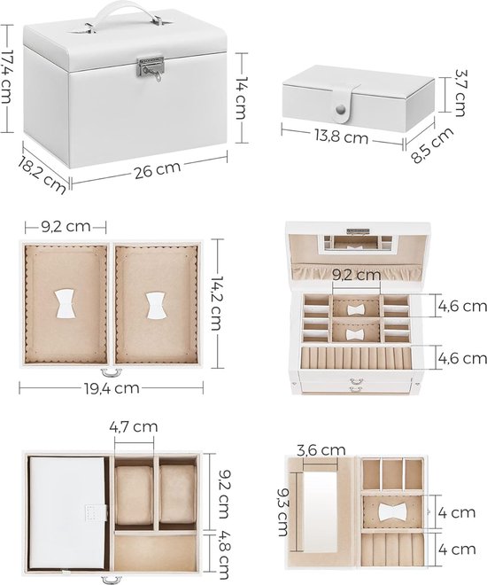 Sieradendoos, sieradenorganizer met lade, leren opbergdoos met slot in 2 niveaus, opbergdoos voor sieraden voor kettingen, oorbellen, armbanden en ringen, donkergroen Sieradendoos, sieradenorganizer met lade, leren opbergdoos met slot in 2 niveaus, opbergdoos voor sieraden voor kettingen, oorbellen, armbanden en ringen, donkergroen