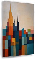 Tableau Skyline - Peinture de villes sur verre - Peinture sur verre chambre - Décoration murale industrielle - Peintures plexiglas - Décoration chambre - 80 x 120 cm 5mm