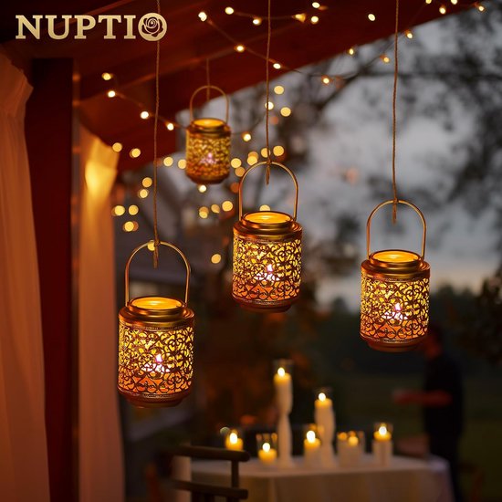 Set van 2 tuinlantaarns windlicht lantaarn lantaarns metalen lantaarns set decoratie buiten metaal wit H24/33 cm Set van 2 tuinlantaarns windlicht lantaarn lantaarns metalen lantaarns set decoratie buiten metaal wit H24/33 cm
