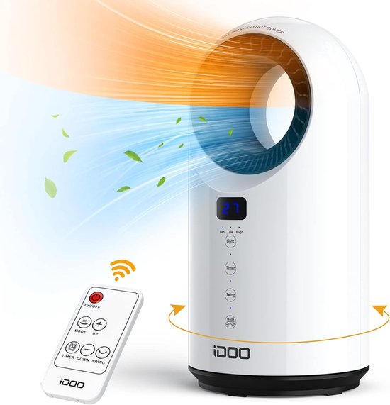 Elektrische Verwarming voor thuis - Snelle Verwarming - Keramische Ventilator Kachel met Afstandsbediening - 12u Timer - 1500W - Veilig & Stil
