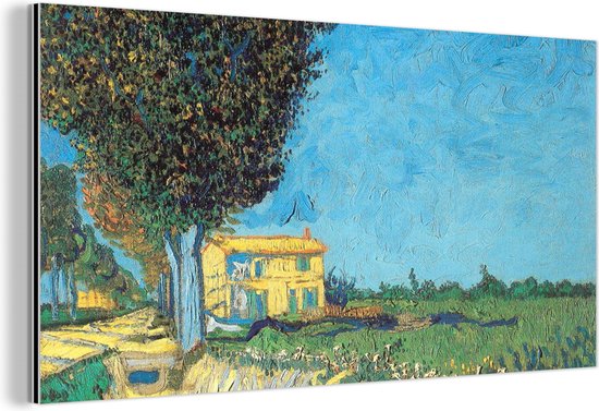 Wanddecoratie Metaal - Aluminium Schilderij Industrieel - De laan vlakbij Arles - Vincent van Gogh - 120x60 cm - Dibond - Foto op aluminium - Industriële muurdecoratie - Voor de woonkamer/slaapkamer