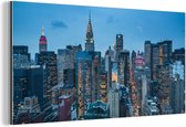 Wanddecoratie Metaal - Aluminium Schilderij Industrieel - New York - Skyline - Empire State Building - 40x20 cm - Dibond - Foto op aluminium - Industriële muurdecoratie - Voor de woonkamer/slaapkamer